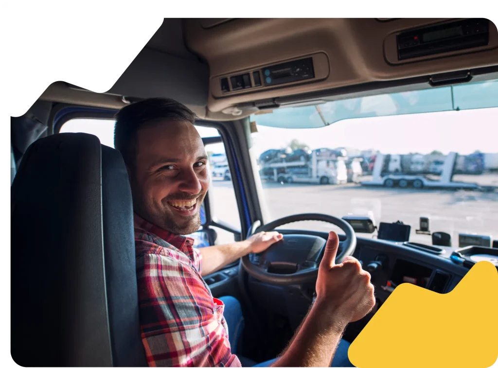 happy driver looking at camera